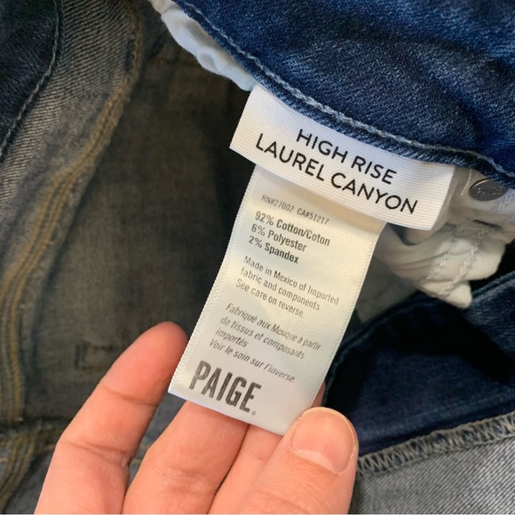 PAIGE High Rise Laurel Canton Jacques Bootcut Denim Jeans Medium Wash Sz 28 - Picture 9 of 15